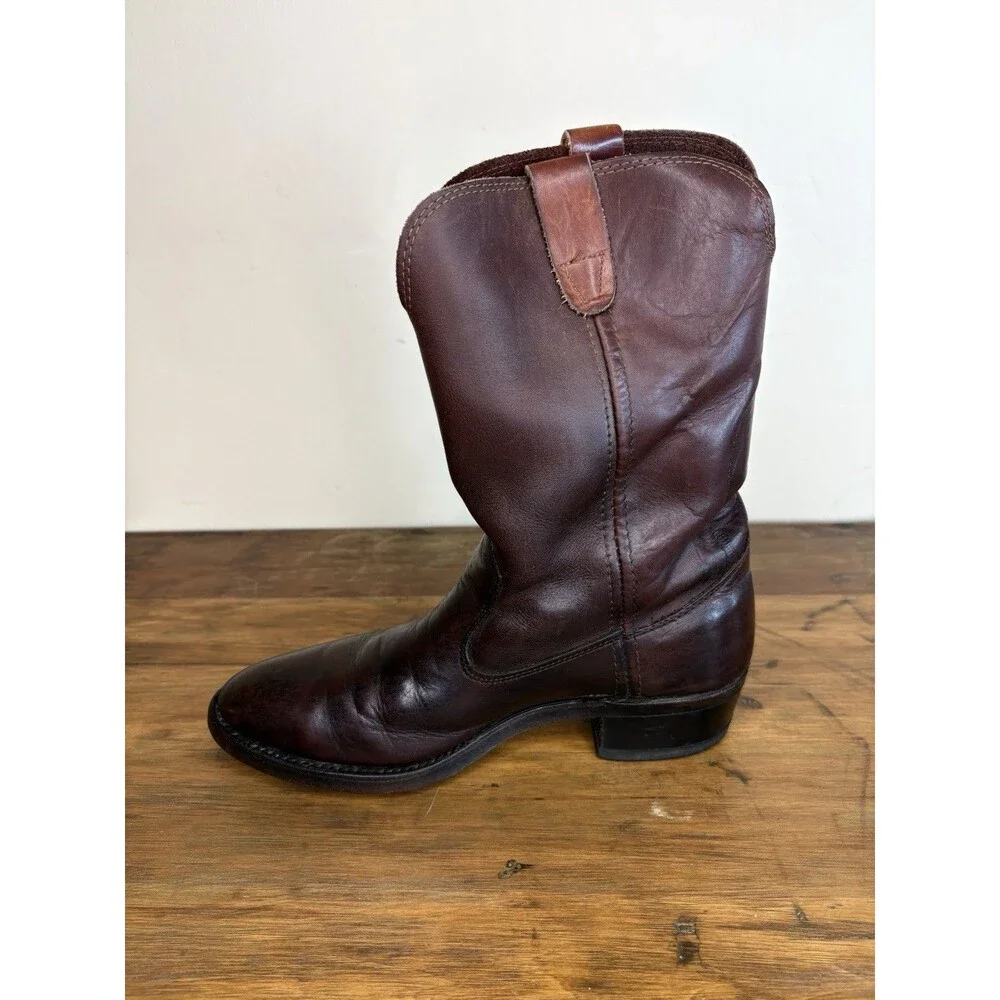 Vintage Double H Leather Western Roper Boots Brown Mens 9D Cowboy Work Western